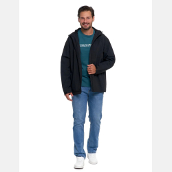 Kurtka przejściowa unisex przeciwdeszczowa kaptur CZARNA MORAJ